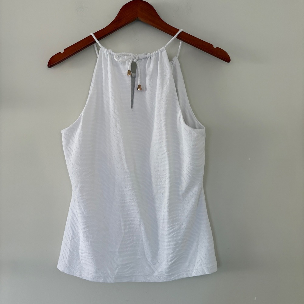 J.McLaughlin Womens White Textured Halter Top Rope Tie Shelf Bra Size M‎ USA - Picture 7 of 13